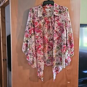 Liz Claiborne sheer floral blouse